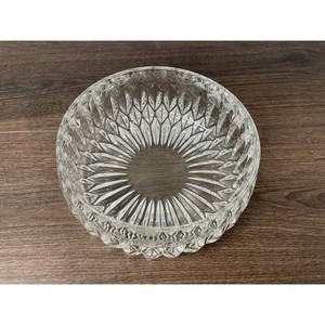 Clear Cut Crystal Glass Bowl with Starburst Pattern