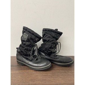 Coach Black Nylon Leather Winter Boots Lace-Up 1 Pair