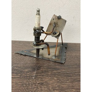 Metal Sculpture by Dick Cooley � Spark Plug Figure on Welded Base