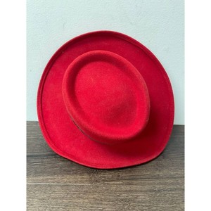 Eddie Bauer Red Wool Felt Fedora Hat Large