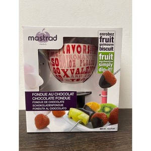 Mastrad White Ceramic Chocolate Fondue Set 400 ml with Forks