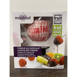 Mastrad White Ceramic Chocolate Fondue Set 400 ml with Forks