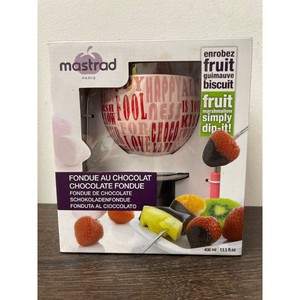 Mastrad White Ceramic Chocolate Fondue Set 400 ml with Forks
