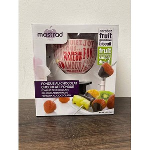 Mastrad White Ceramic Chocolate Fondue Set 400 ml with Forks