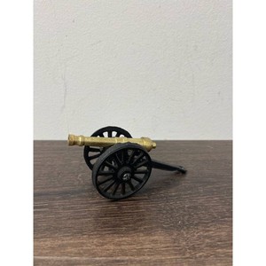 Black Cast Iron Brass Mini Cannon Model with Wheels