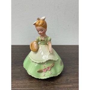 Stauffer Originals Green Porcelain Girl Figurine with Basket