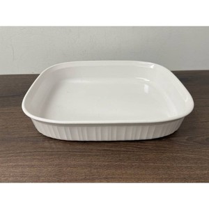 White Ceramic Rectangular Baking Dish Ribbed Sides