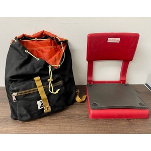 Poler Black Nylon Backpack with Red Lining and Chair