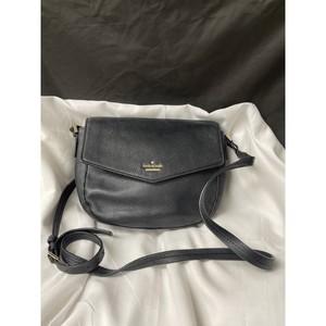 Kate Spade Black Pebbled Leather Crossbody Bag with Polka Dot Lining