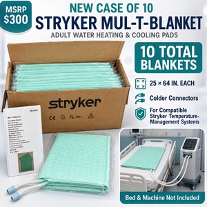 MSRP $300 New Case of 10 Stryker Mul-T-Blanket Adult Water Heating &amp Cooling Pads, 25  64 In. Each  Colder Connectors for Compatible Temperature-Management Systems