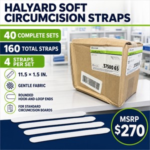 MSRP $270 Case of 40 Halyard Soft Circumcision Strap Sets  160 Total 11.5  1.5-In. Gentle-Fabric Straps  Rounded Hook-and-Loop Ends for Standard Circumcision Boards