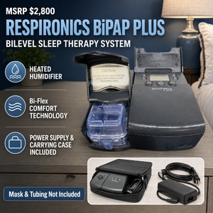 MSRP $2,800 Respironics BiPAP Plus M Series Bilevel Sleep Therapy System With Heated Humidifier, Water Chamber, Power Supply and Carrying Case  Bi-Flex Comfort Technology