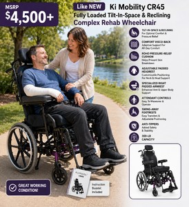 MSRP $4,500 Like NEW Ki Mobility Focus CR Adult Manual Tilt-in-Space Wheelchair Comfort Visco-Back, Headrest, Elevating Leg Supports &amp 300-Lb Capacity