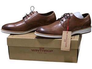 Winthrop Pelton Mens Cognac Leather Oxford Dress Shoes Size 11 M w Box