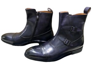 Renaissance Mens Double Monk Strap Dress Boots GreyBlack Size 42  US 9 w Box