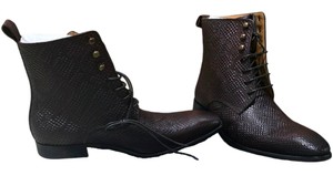 Renaissance Mens Snakeskin High Boots Coffee Brown Size 43 w Box