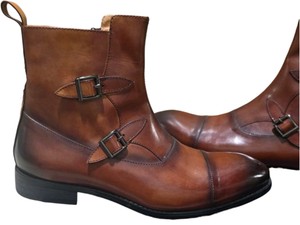 Renaissance Mens Double Monk Strap Boots Brown Size 42  US 9 w Box