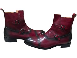 Renaissance Mens Double Monk Strap Boots RedBurgundy Size 43  w Box