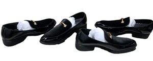 Lot of 2 Pairs Black Patent Dress Loafers Gold-Tone Detail Size 38 XR3909