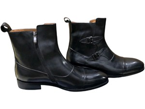 Renaissance Mens Black Double Monk Strap Ankle Boots Size 44  10 w Box