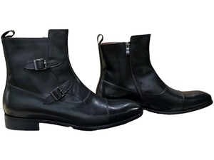 Renaissance Mens Black Double Monk Strap Ankle Boots Size 46 w Box