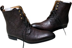 Renaissance Mens Brown Snake-Skin Textured Lace-Up Ankle Boots Size 942 Style 503-H601