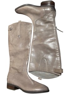 Sam Edelman Womens Size 7 Gray Knee-High Riding Boots Leather Upper Side Zip