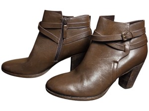 Cole Haan Grand.OS Womens Size 8B Brown Leather Ankle Boots Heels Side Zip