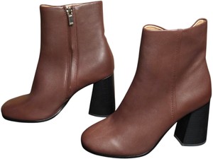 Joie Womens Size 36.5 Burgundy Leather Ankle Boots High Block Heel Side Zip