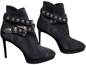 Saint Laurent Paris Black Suede Platform Ankle Boots Size 36.5 Made in Italy