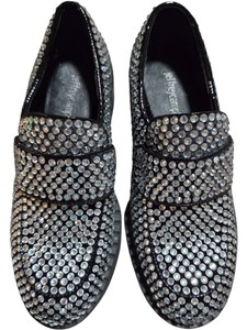 Jeffrey Campbell Womens Black Rhinestone Embellished Loafers  Size 5