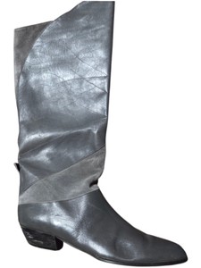 Liz Claiborne Womens Gray Leather Knee-High Boots Size 7.5 Narrow  Made in Italy