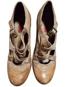 Miz Mooz Womens Tan Brown Leather Mary Jane Heels Size 9.5