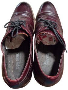 Stacy Adams Mens Burgundy Leather Cap Toe Lace-Up Dress Shoes