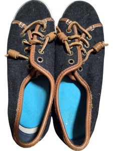 Sperry Top-Sider Womens Size 7.5 M Black Wool & Tan Leather Lace-Up Boat Shoes