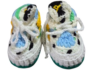 Handmade Crochet Baby Sneakers White Blue Green Yellow Black