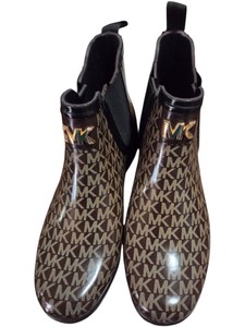 Michael Kors Womens Size 11M Brown MK Monogram Chelsea Rain Boots HT211