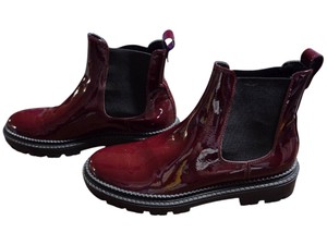 AGL Attilio Giusti Leombruni Burgundy Patent Leather Chelsea Boots Size 38 w Dust Bag