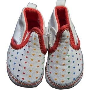 Vans Infant Slip-On Shoes Size 2 White Red Multicolor Heart Print