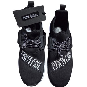 Versace Jeans Couture Black Logo Sneakers Size 44  Model E0YVBSG1  New With Tags