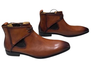 Renaissance Mens Brown Leather Ankle Dress Boots Size 45  Box & Dust Bag