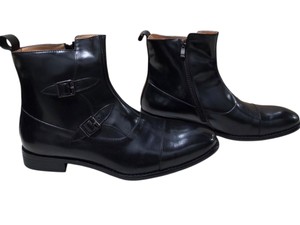 Renaissance Mens Black Leather Double Monk Strap Ankle Boots Size 46  13