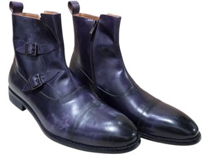 Renaissance Mens Grey Leather Double Monk Strap Ankle Boots Size 44  11