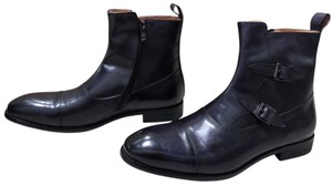 Renaissance Mens Grey Leather Double Monk Strap Ankle Boots Size 42  9