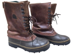 Vintage SOREL Kaufman Canada Brown Leather Rubber Pac Winter Boots Size 11