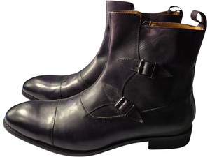 Renaissance Mens Dark Gray Leather Double Monk Strap Ankle Boots  Size 46  13  DL341-1