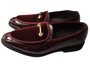 Mens Burgundy Velvet Loafers Size 8  EU 40 Gold-Tone Bit Hardware