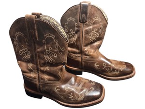Smoky Mountain Kids Brown Embroidered Western Cowboy Boots Size 3R Style 3845C