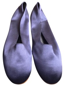 Vince Womens Navy Blue Satin V-Cut Ballet Flats Slip-On Shoes Size 9.5 M39.5