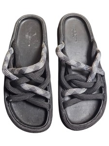 Rag & Bone Womens Black & Gray Braided Rope Strap Slide Sandals Size 38